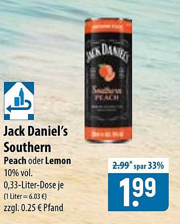 Jack Daniel’s Southern Peach oder Lemon
