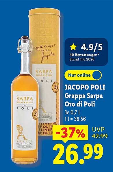JACOPO POLI Grappa Sarpa Oro di Poli