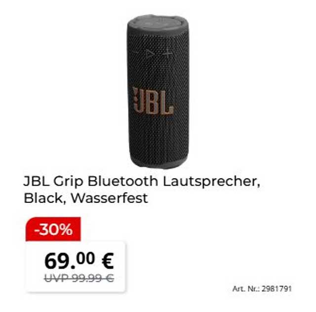 JBL Grip Bluetooth Lautsprecher, Black, Wasserfest
