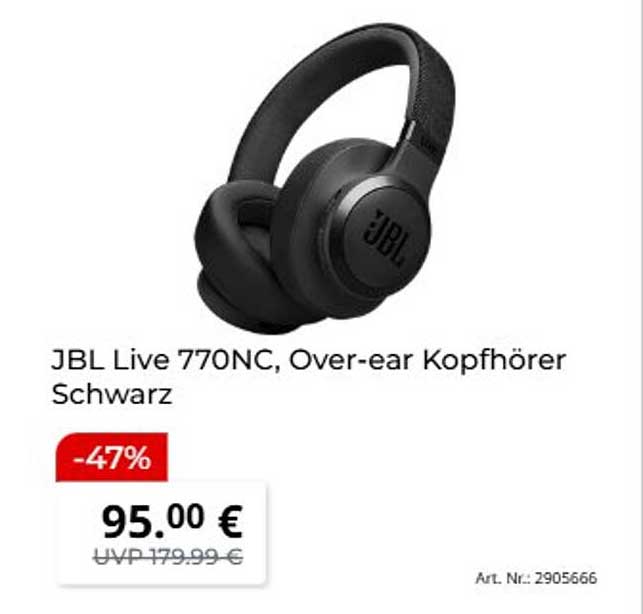 JBL Live 770NC, Over-ear Kopfhörer Schwarz