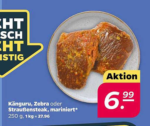 Känguru, Zebra oder Straußensteak, mariniert*