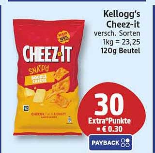 Kellogg's Cheez-it versch. Sorten 1kg = 23,25 120g Beutel