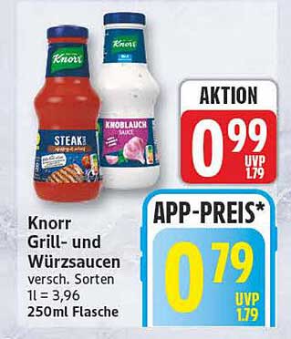 Knorr Grill- und Würzsaucen versch. Sorten 1l = 3,96 250ml Flasche