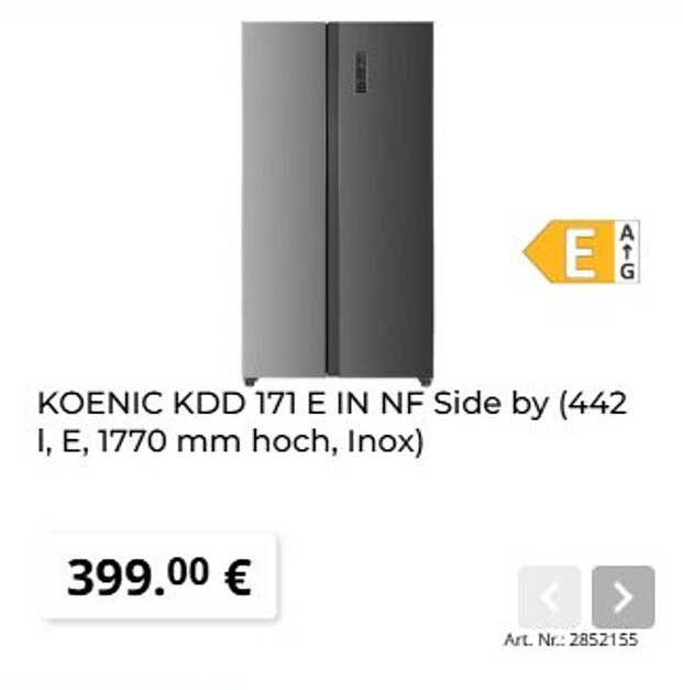 KOENIC KDD 171 E IN NF Side by (442 l, E, 1770 mm hoch, Inox)