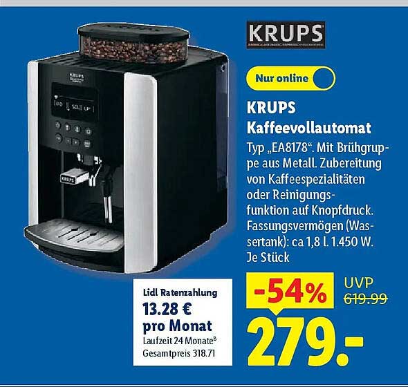 KRUPS Kaffeevollautomat Typ „EA8178“