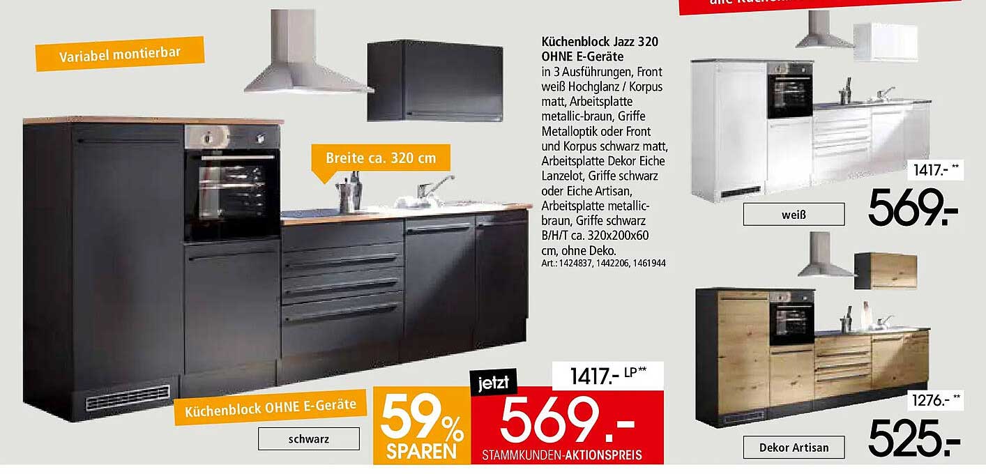 Küchenblock OHNE E-Geräte