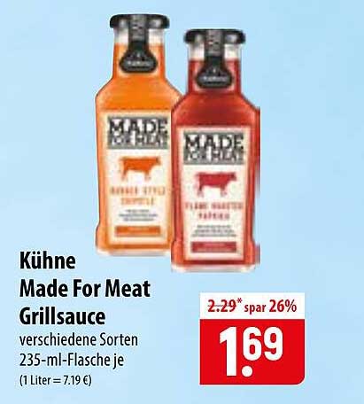 Kühne Made For Meat Grillsauce verschiedene Sorten 235-ml-Flasche je