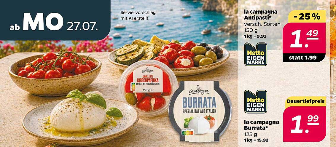 la campagna Antipasti* versch. Sorten 150 g 1kg = 9.93