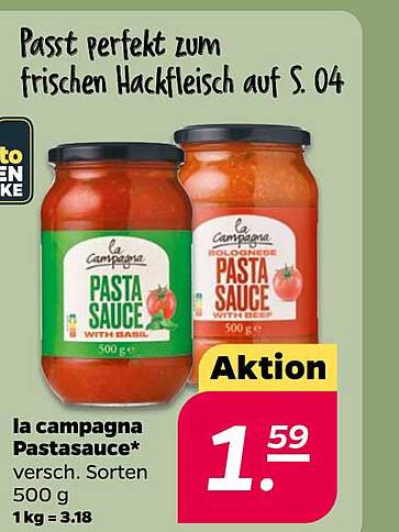 la campagna Pastasauce* versch. Sorten 500 g