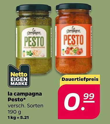 la campagna Pesto* versch. Sorten 190 g 1 kg = 5.21