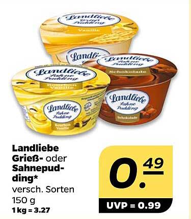 Landliebe Grieß- oder Sahnepudding* verssch. Sorten 150 g 1 kg = 3.27