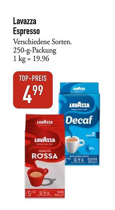 Lavazza Espresso Verschiedene Sorten. 250-g-Packung 1 kg = 19.96