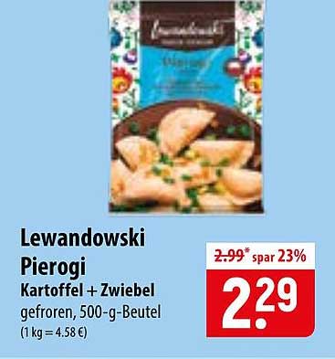 Lewandowski Pierogi Kartoffel + Zwiebel gefroren, 500-g-Beutel