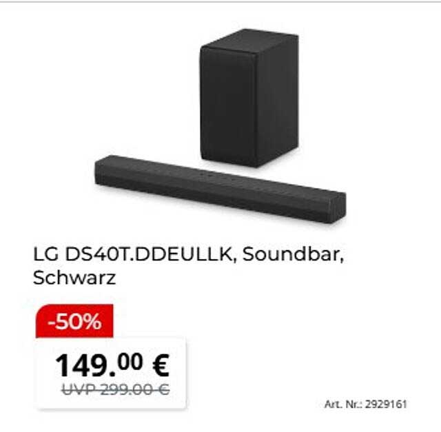 LG DS40T.DDEULLK, Soundbar, Schwarz