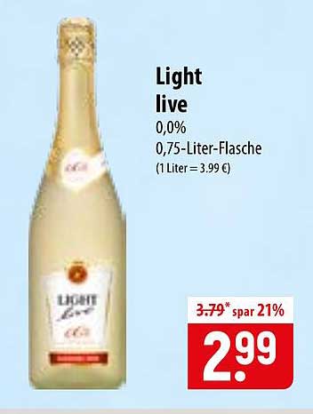 Light live 0,0% 0,75-Liter-Flasche