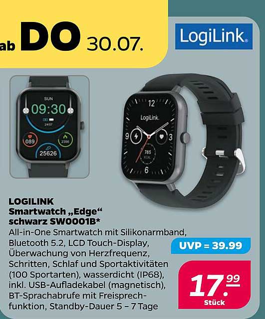 LOGILINK Smartwatch „Edge“ schwarz SW0001B*