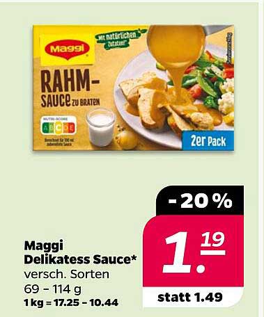 Maggi Delikatess Sauce* versch. Sorten 69 - 114 g 1 kg = 17.25 - 10.44