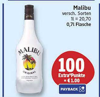 Malibu versch. Sorten 1 l = 20,70 0,7l Flasche