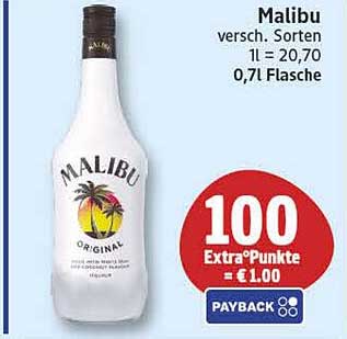 Malibu versch. Sorten 1 l = 20,70 0,7l Flasche