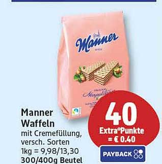 Manner Waffeln mit Cremefüllung, versch. Sorten 300/400g Beutel