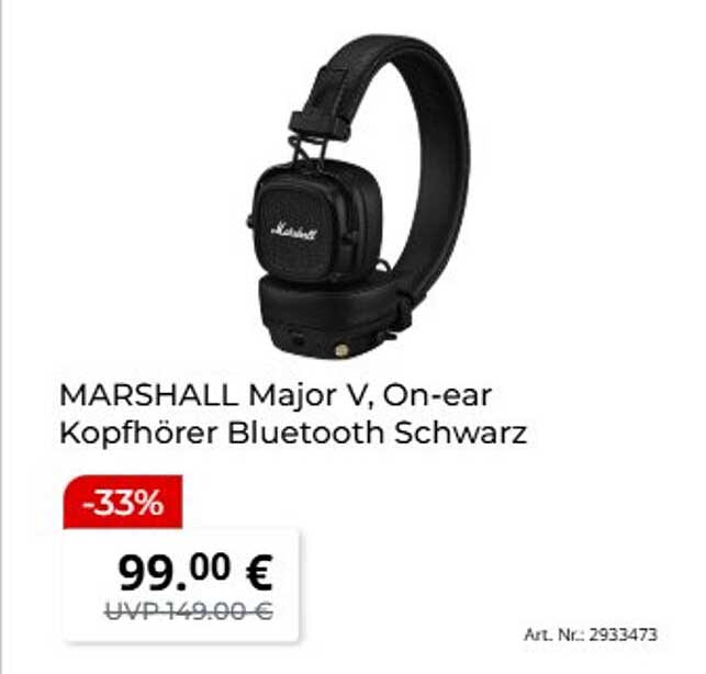 MARSHALL Major V, On-ear Kopfhörer Bluetooth Schwarz