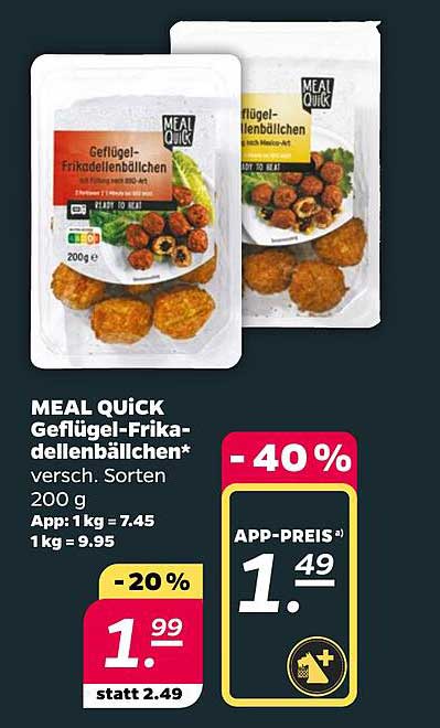 MEAL QUICK Geflügel-Frikadellenbällchen* versch. Sorten 200 g