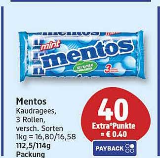 Mentos Kaudragees, 3 Rollen, versch. Sorten 1kg = 16,80/16,58 112,5/114g Packung