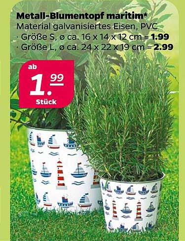 Metall-Blumentopf maritim*