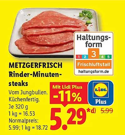 METZGERFRISCH Rinder-Minutenssteaks
