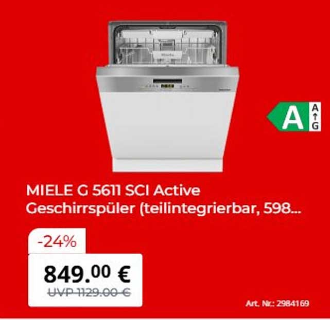 MIELE G 561 SCI Active Geschirrspüler (teilintegrierbar, 598...
