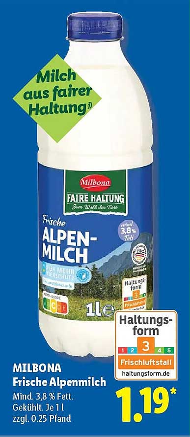 MILBONA Frische Alpenmilch
