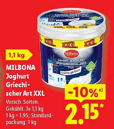 MILBONA Joghurt Griechischer Art XXL