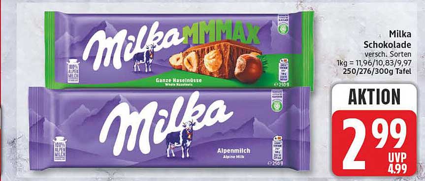 Milka Schokolade versch. Sorten