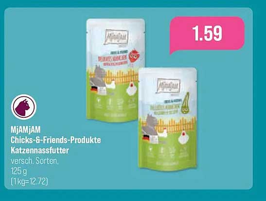 MjAMjAM Chicks-&-Friends-Produkte Katzennassfutter versch. Sorten, 125 g (1 kg=12,72)