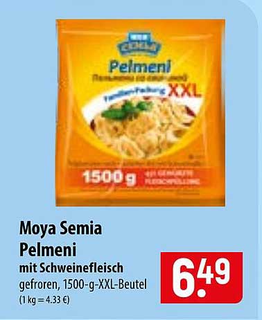 Moya Semia Pelmeni mit Schweinefleisch gefroren, 1500-g-XXL-Beutel