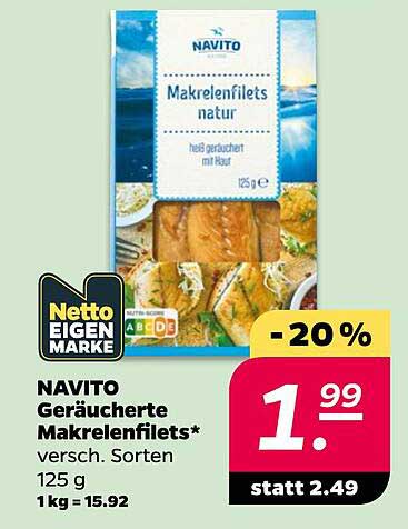 NAVITO Geräucherte Makrelenfilets* versch. Sorten 125 g