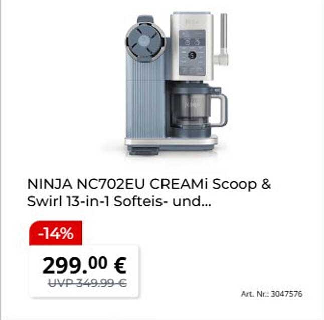NINJA NC702EU CREAMi Scoop & Swirl 13-in-1 Softeis- und...