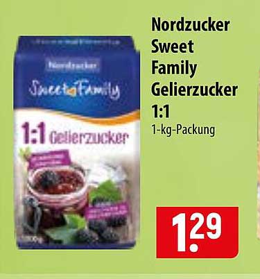 Nordzucker Sweet Family Gelierzucker 1:1 1-kg-Packung