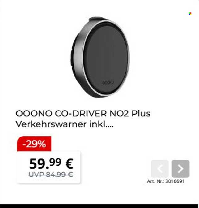 OOONO CO-DRIVER NO2 Plus Verkehrswarner inkl....