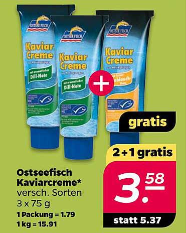 Ostseefisch Kaviarcreme* versch. Sorten 3 x 75 g