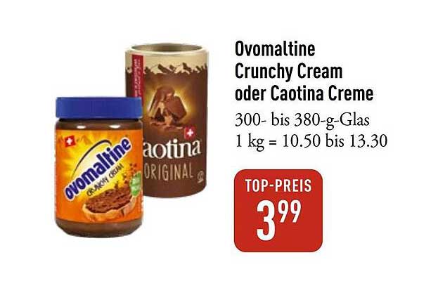 Ovomaltine Crunchy Cream oder Caotina Creme