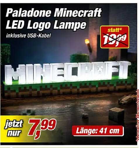 Paladone Minecraft LED Logo Lampe inklusive USB-Kabel