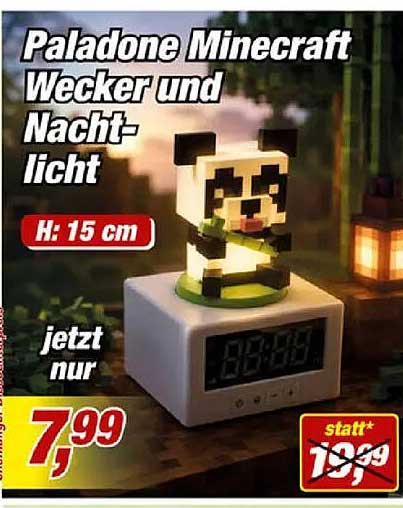 Paladone Minecraft Wecker und Nachtlicht