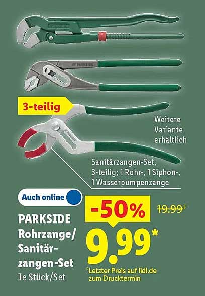 PARKSIDE Rohrzange/Sanitärzangen-Set