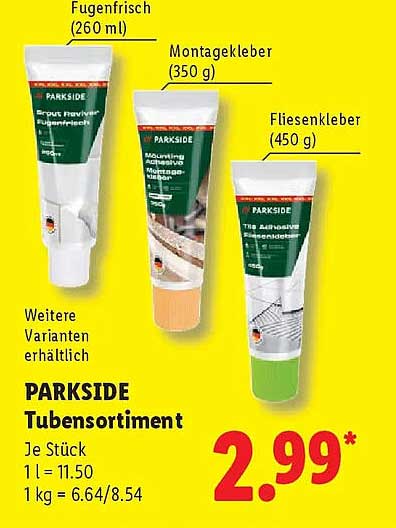PARKSIDE Tubensortiment