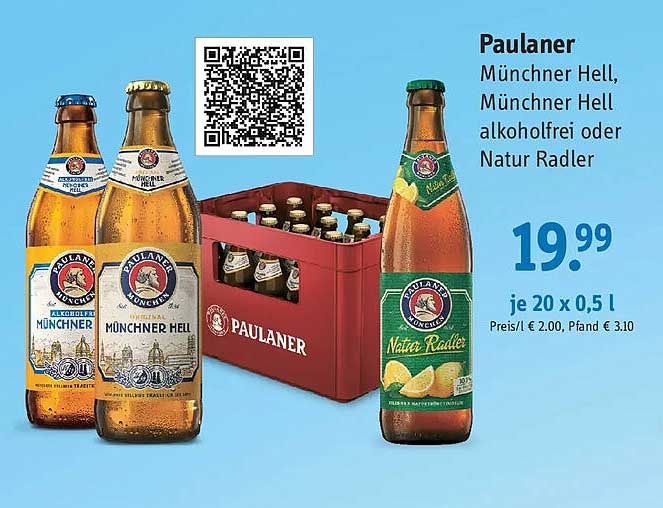 Paulaner Münchner Hell, Münchner Hell alkoholfrei oder Natur Radler