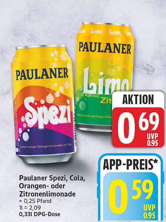 Paulaner Spezi, Cola, Orangen- oder Zitronenlimonade