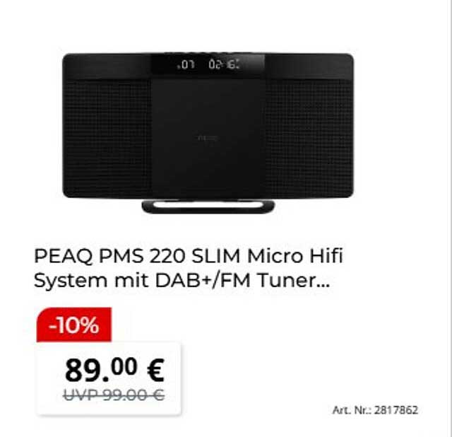 PEAQ PMS 220 SLIM Micro Hifi System mit DAB+/FM Tuner...