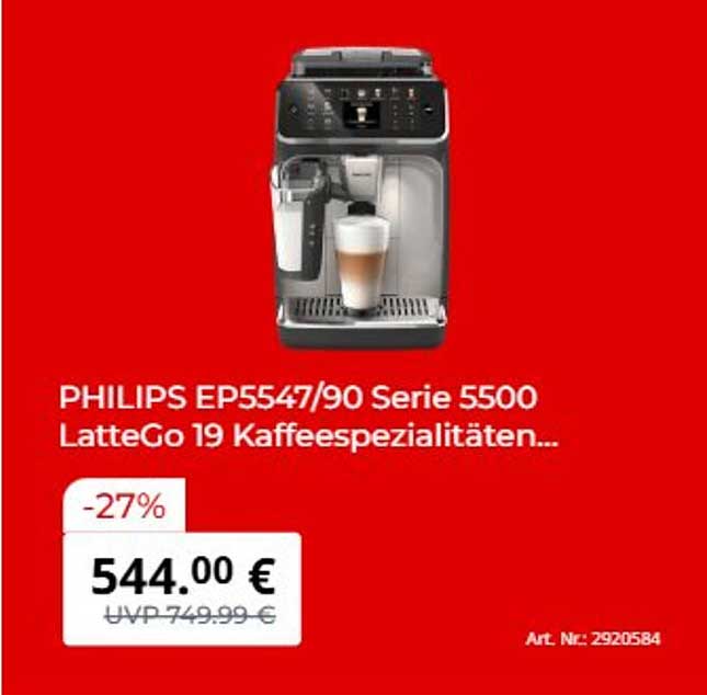 PHILIPS EP5547/90 Serie 5500 LatteGo 19 Kaffeespezialitäten...