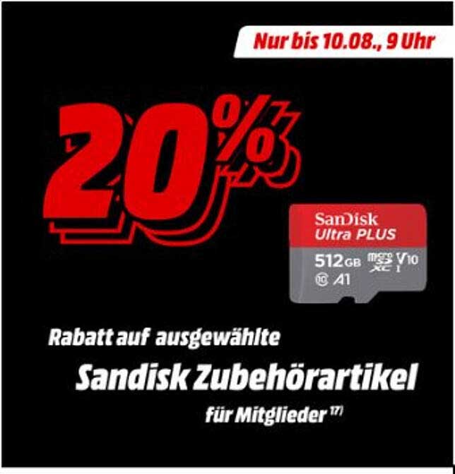 Rabatt auf ausgewählte Sandisk Zubehörartikel für Mitglieder